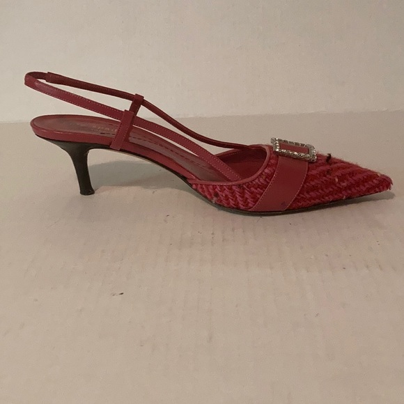 KATE SPADE Pink Tweed Kitten Slingback Size 6 1/2 - Picture 10 of 16